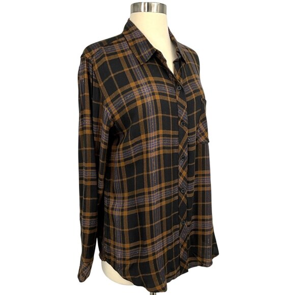 NWT Rails Hunter Shirt Camel Black Lurex Plaid Button Down Size Medium M - Picture 7 of 13